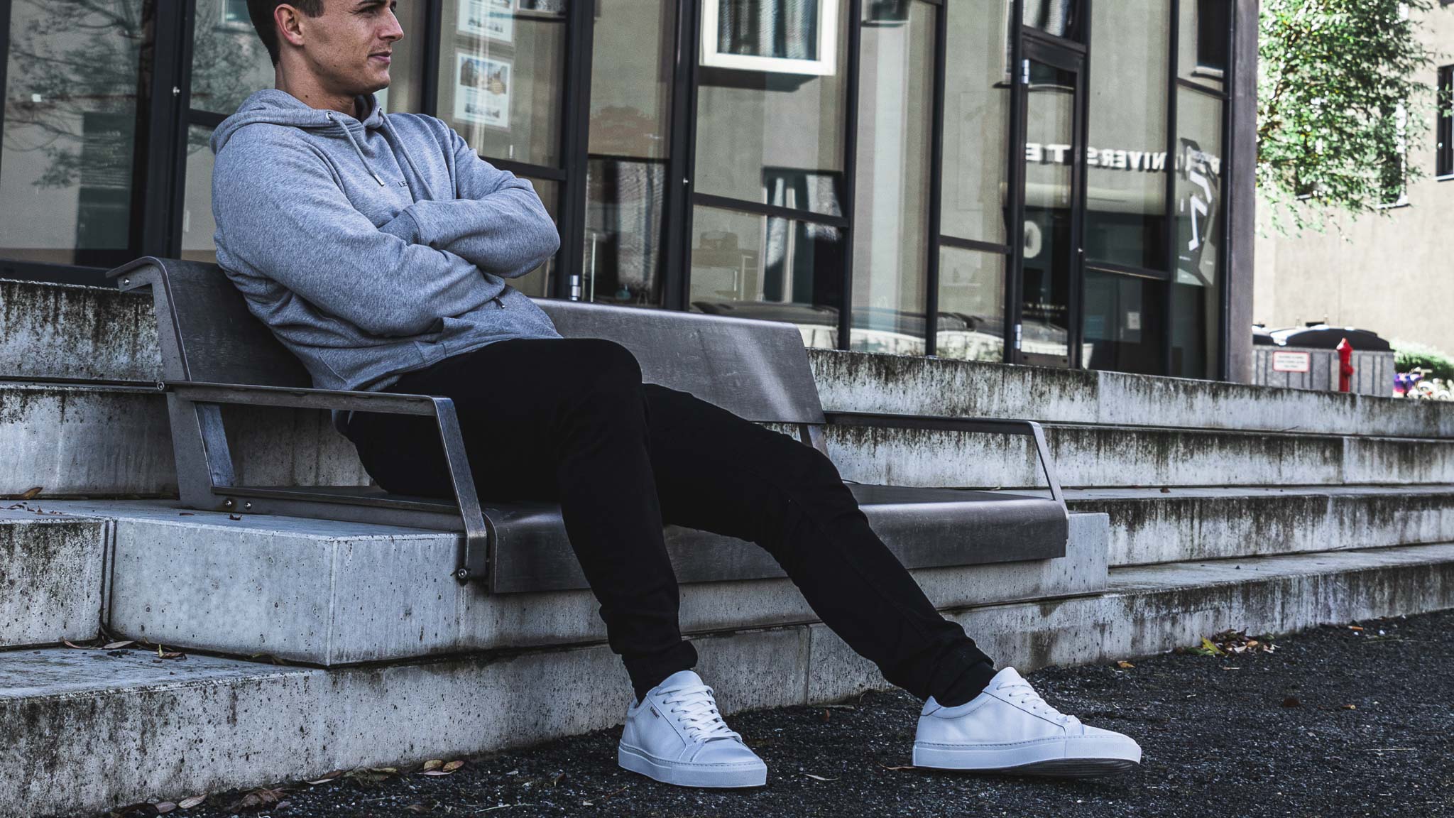 Fede hvide læder sneakers til herre (Herning)